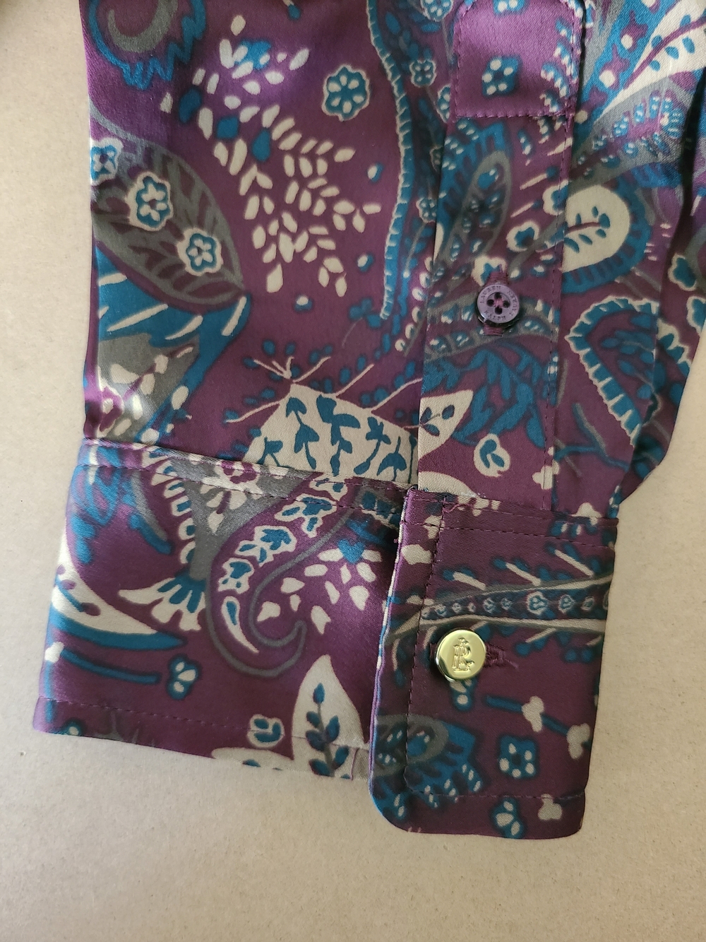 Lauren Ralph Lauren Burgundy Paisley Long Sleeve Dress - Picture 6 of 11